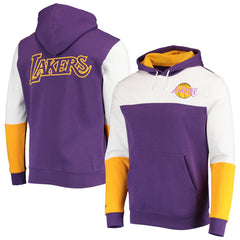 Mitchell & Ness Los Angeles Lakers Hardwood Classics Fusion 2.0 Colorblock Pullover Hoodie Purple