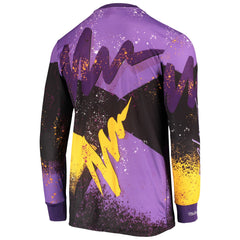 Mitchell & Ness Los Angeles Lakers Hardwood Classics Hyper Hoops Moto Sublimated Long Sleeve T-Shirt Purple