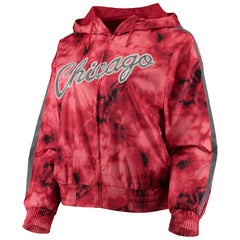 Mitchell & Ness Chicago Bulls Women's Galaxy Sublimated Windbreaker Pullover Full-Zip Hoodie Red