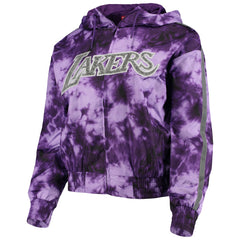 Mitchell & Ness Los Angeles Lakers Women's Galaxy Sublimated Windbreaker Pullover Full-Zip Hoodie Purple
