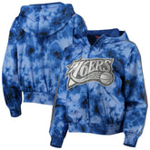 Mitchell & Ness Philadelphia 76ers Women's Galaxy Sublimated Windbreaker Pullover Full-Zip Hoodie Royal