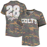 Jonathan Taylor Indianapolis Colts Majestic Threads Women's Name & Number V-Neck Tri-Blend T-Shirt - Camo - NFL