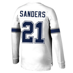 Deion Sanders Dallas Cowboys Retired Player Name & Number Long Sleeve Top - White - Mitchell & Ness