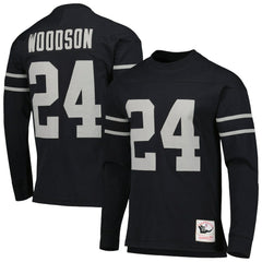 Charles Woodson Oakland Raiders Retired Player Name & Number Long Sleeve Top - Black - Mitchell & Ness