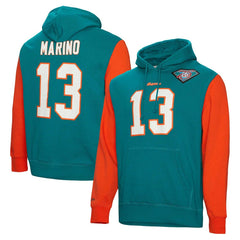 Dan Marino Miami Dolphins Retired Player Name & Number Pullover Hoodie - Aqua - Mitchell & Ness