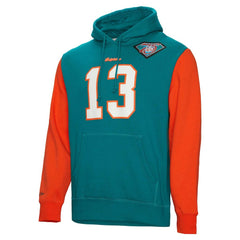 Dan Marino Miami Dolphins Retired Player Name & Number Pullover Hoodie - Aqua - Mitchell & Ness