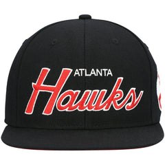 Mitchell & Ness Atlanta Hawks Hardwood Classics Script 2.0 Snapback Hat Black