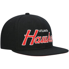 Mitchell & Ness Atlanta Hawks Hardwood Classics Script 2.0 Snapback Hat Black
