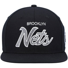 Mitchell & Ness Brooklyn Nets Hardwood Classics Script 2.0 Snapback Hat Black