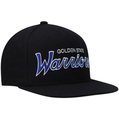 Mitchell & Ness Golden State Warriors Hardwood Classics Script 2.0 Snapback Hat Black