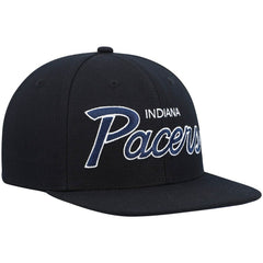 Mitchell & Ness Indiana Pacers Hardwood Classics Script 2.0 Snapback Hat Black