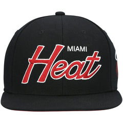 Mitchell & Ness Miami Heat Hardwood Classics Script 2.0 Snapback Hat Black