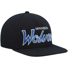 Mitchell & Ness Minnesota Timberwolves Hardwood Classics Script 2.0 Snapback Hat Black