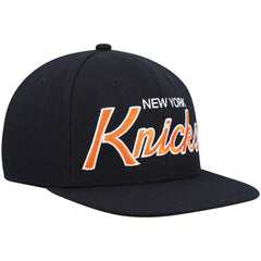 Mitchell & Ness New York Knicks Hardwood Classics Script 2.0 Snapback Hat Black