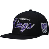 Mitchell & Ness Sacramento Kings Hardwood Classics Script 2.0 Snapback Hat Black
