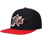 Mitchell & Ness Philadelphia 76ers Hardwood Classics Team Two-Tone 2.0 Snapback Hat Black/Red
