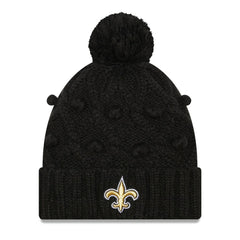 New Orleans Saints New Era Women's Toasty Cuffed Knit Hat with Pom - Black - NFL