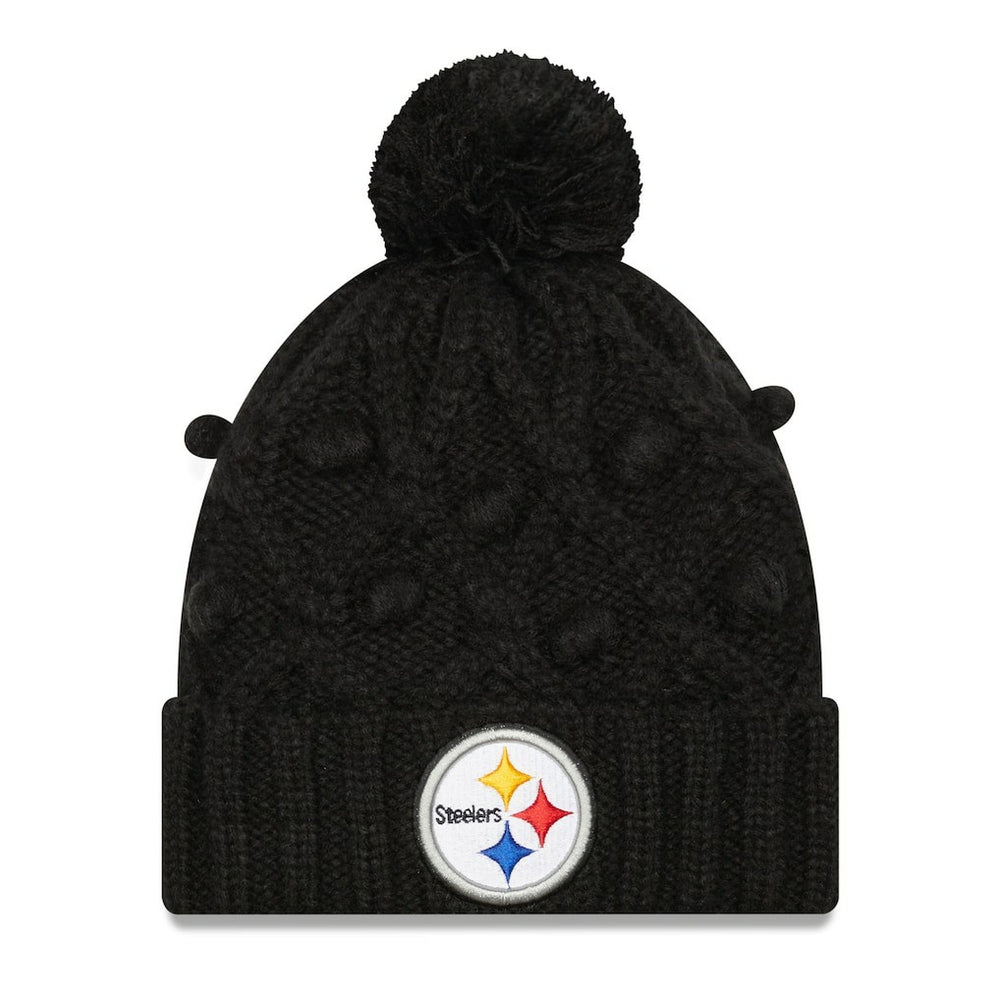 Pittsburgh Steelers New Era Women's Toasty Cuffed Knit Hat with Pom - Black - NFL