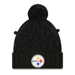 Pittsburgh Steelers New Era Women's Toasty Cuffed Knit Hat with Pom - Black - NFL