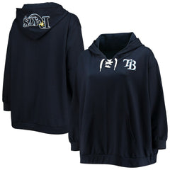 Tampa Bay Rays Women's Plus Size Lace-Up V-Neck Pullover Hoodie Discount