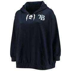 Tampa Bay Rays Women's Plus Size Lace-Up V-Neck Pullover Hoodie Discount