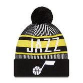 New Era Utah Jazz Striped Cuffed Pom Knit Hat Navy