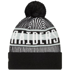 Las Vegas Raiders New Era Striped Cuffed Knit Hat with Pom - Black - NFL