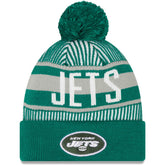 New York Jets New Era Striped Cuffed Knit Hat with Pom - Green - NFL