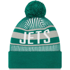 New York Jets New Era Striped Cuffed Knit Hat with Pom - Green - NFL