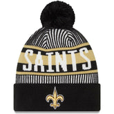 New Orleans Saints New Era Striped Cuffed Knit Hat with Pom - Black - NFL