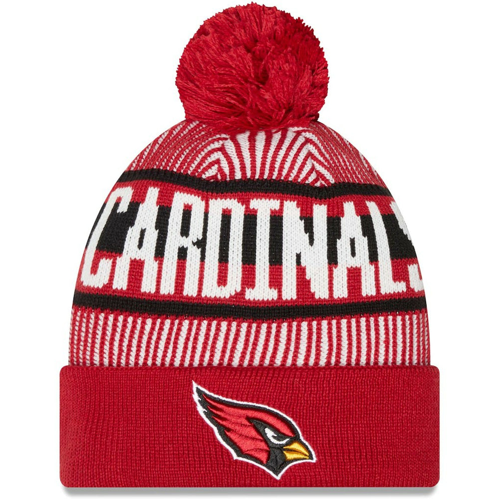 Arizona Cardinals New Era Striped Cuffed Knit Hat with Pom - Cardinal - NFL