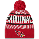 Arizona Cardinals New Era Striped Cuffed Knit Hat with Pom - Cardinal - NFL