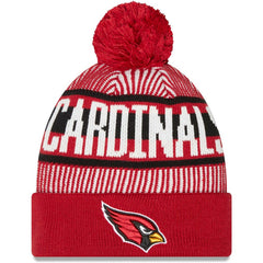 Arizona Cardinals New Era Striped Cuffed Knit Hat with Pom - Cardinal - NFL