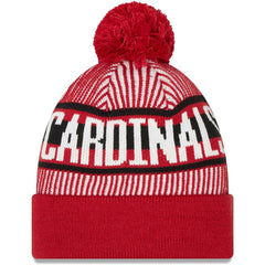 Arizona Cardinals New Era Striped Cuffed Knit Hat with Pom - Cardinal - NFL