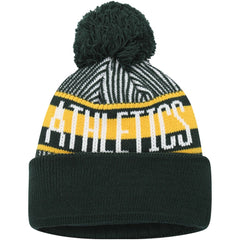 Athletics New Era Youth Striped Cuffed Knit Hat with Pom Discount
