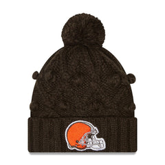 Cleveland Browns New Era Girls Youth Toasty Cuffed Knit Hat with Pom - Brown - NFL