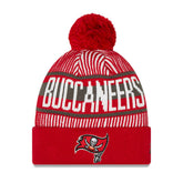 Tampa Bay Buccaneers New Era Youth Striped Cuffed Knit Hat with Pom - Red - NFL