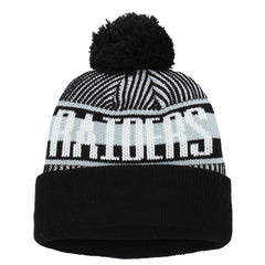 Las Vegas Raiders New Era Youth Striped Cuffed Knit Hat with Pom - Black - NFL