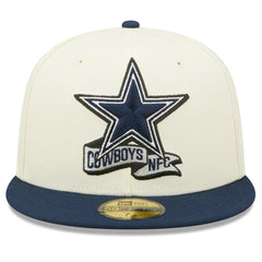 Dallas Cowboys New Era 2022 Sideline 59FIFTY Fitted Hat - Cream/Navy - NFL