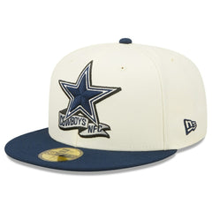 Dallas Cowboys New Era 2022 Sideline 59FIFTY Fitted Hat - Cream/Navy - NFL