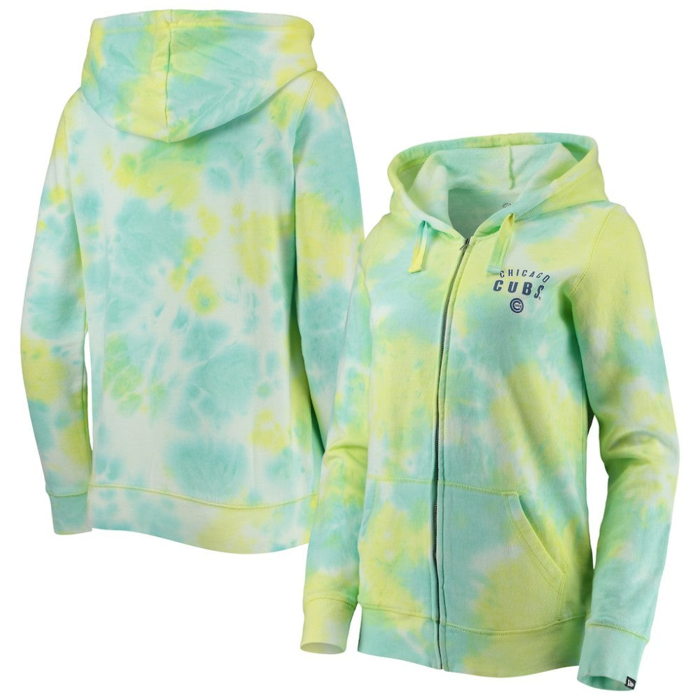 Chicago Cubs New Era Women's Tie-Dye Full-Zip Hoodie Discount