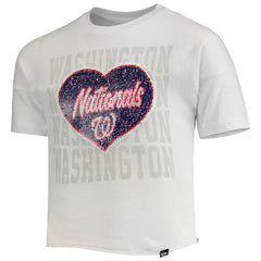 Washington Nationals New Era Girls Youth Flip Sequin Heart Crop Top Outlet