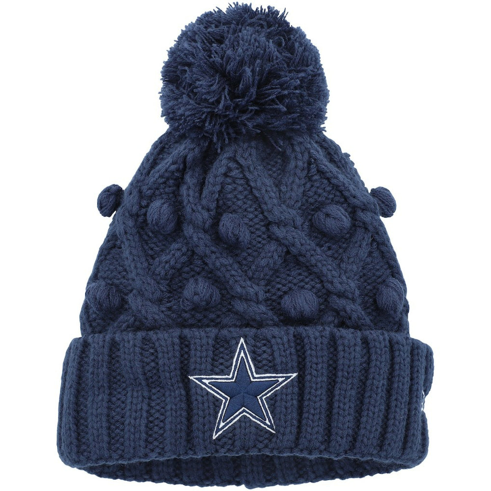 Dallas Cowboys New Era Girls Youth Toasty Cuffed Knit Hat with Pom - Navy - NFL