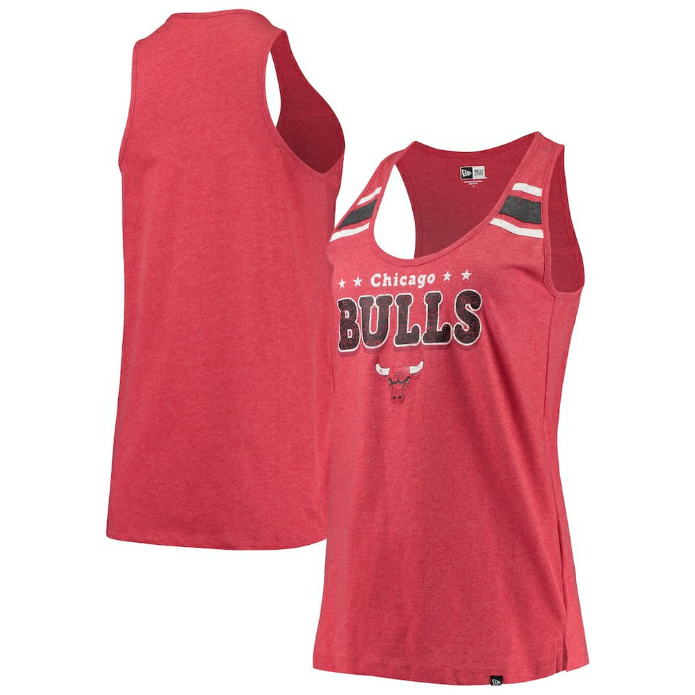 New Era Chicago Bulls Women's Scoop-Neck Racerback Tank Top Heathered Red