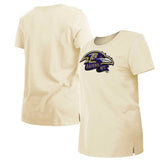 Baltimore Ravens New Era Women's Chrome Sideline T-Shirt - Cream - NFL