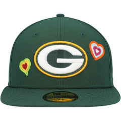 Green Bay Packers New Era Chain Stitch Heart 59FIFTY Fitted Hat - Green - NFL