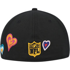 Pittsburgh Steelers New Era Chain Stitch Heart 59FIFTY Fitted Hat - Black - NFL