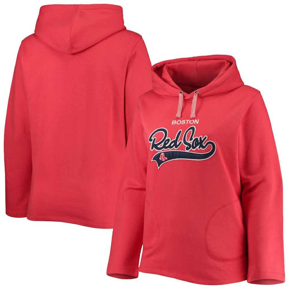 Boston Red Sox Soft as a Grape Women's Plus Size Side Split Pullover Hoodie Outlet