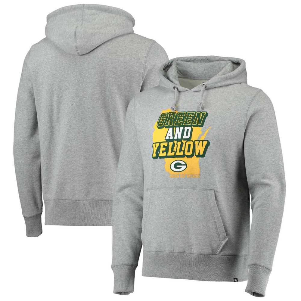 Green Bay Packers '47 Team Headline Pullover Hoodie - Heathered Gray - 47 brand