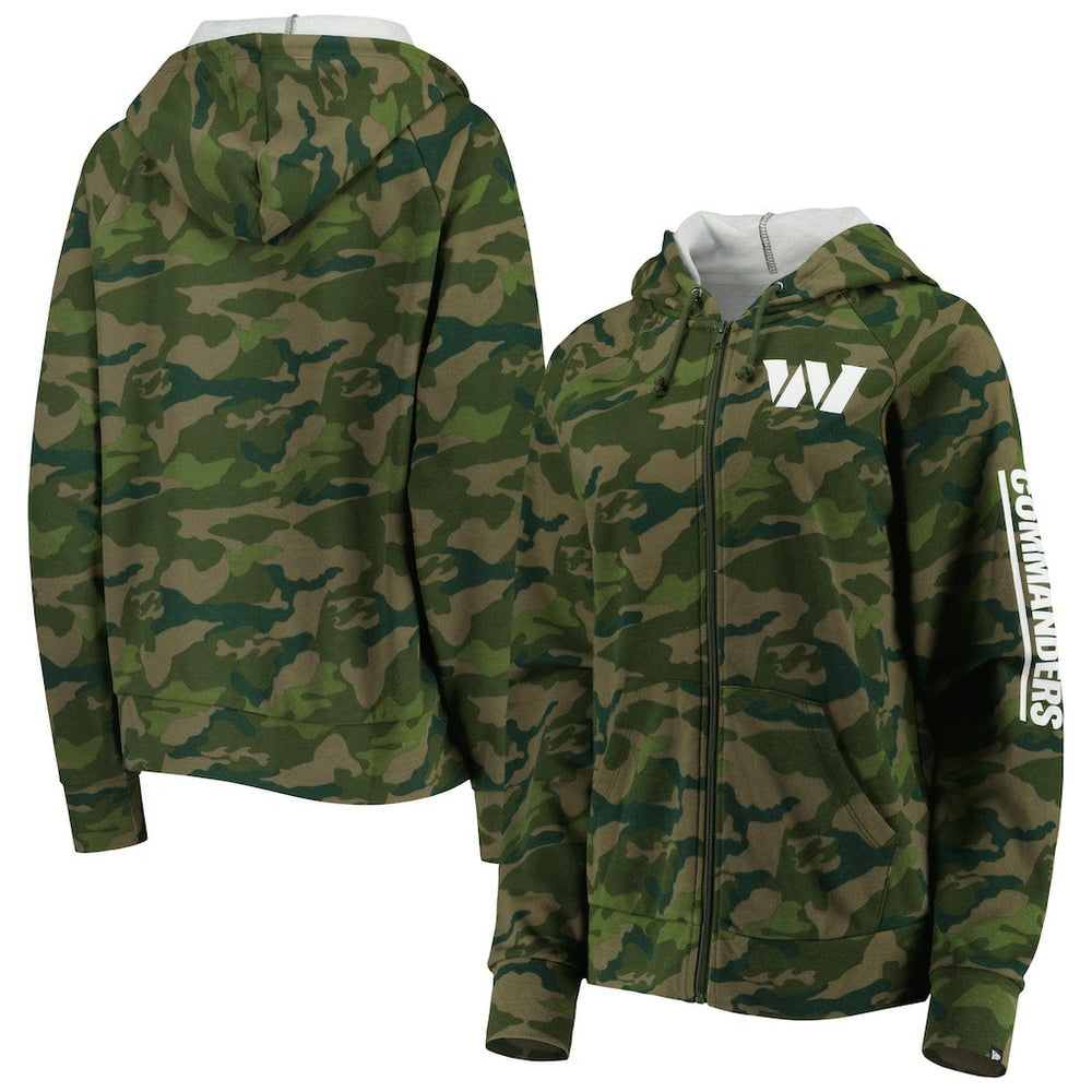 Washington Commanders New Era Women's Raglan Full-Zip Hoodie - Camo - NFL